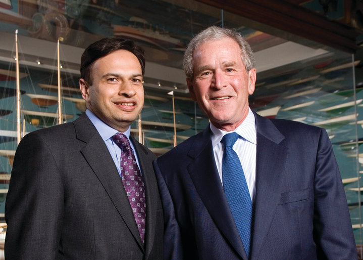 Rajeev
                with President George Bush